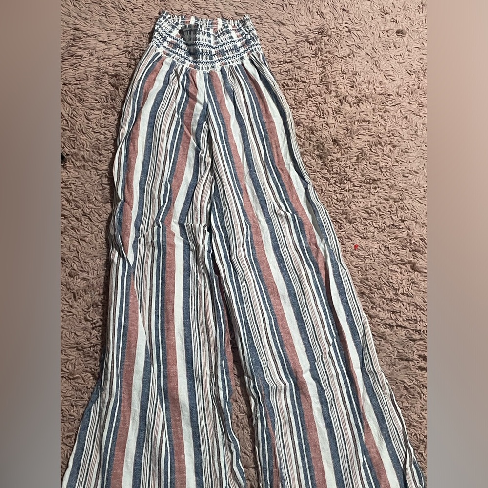 Wide legged striped trousers
